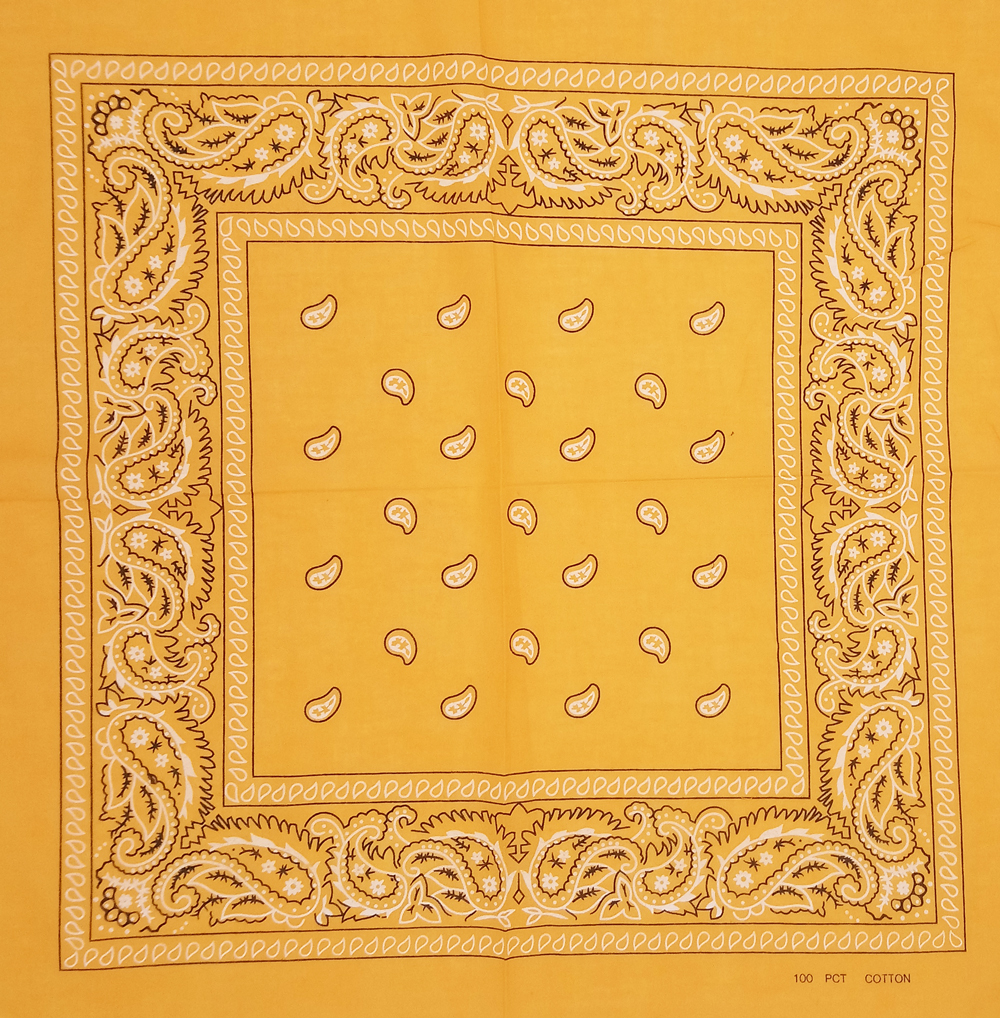 Golden Paisley Printed Cotton BANDANAs