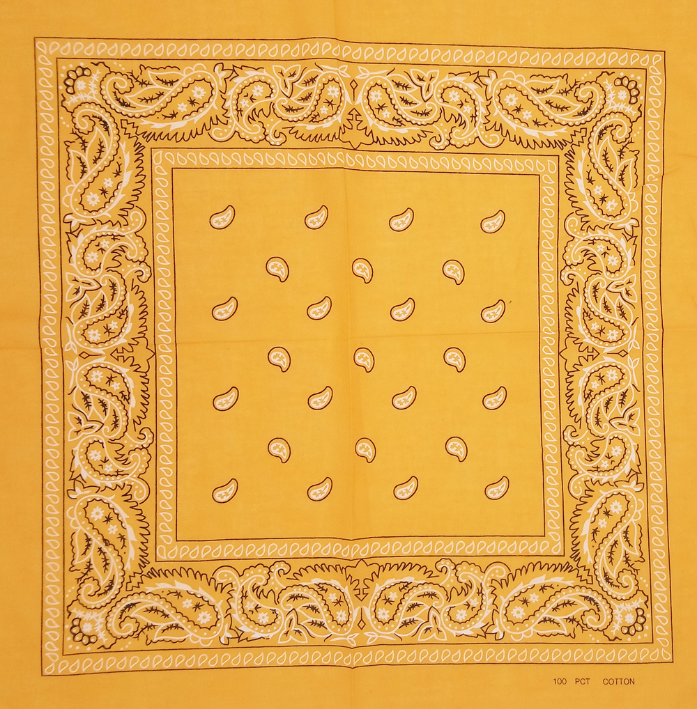 Golden Paisley Printed Cotton Bandanas