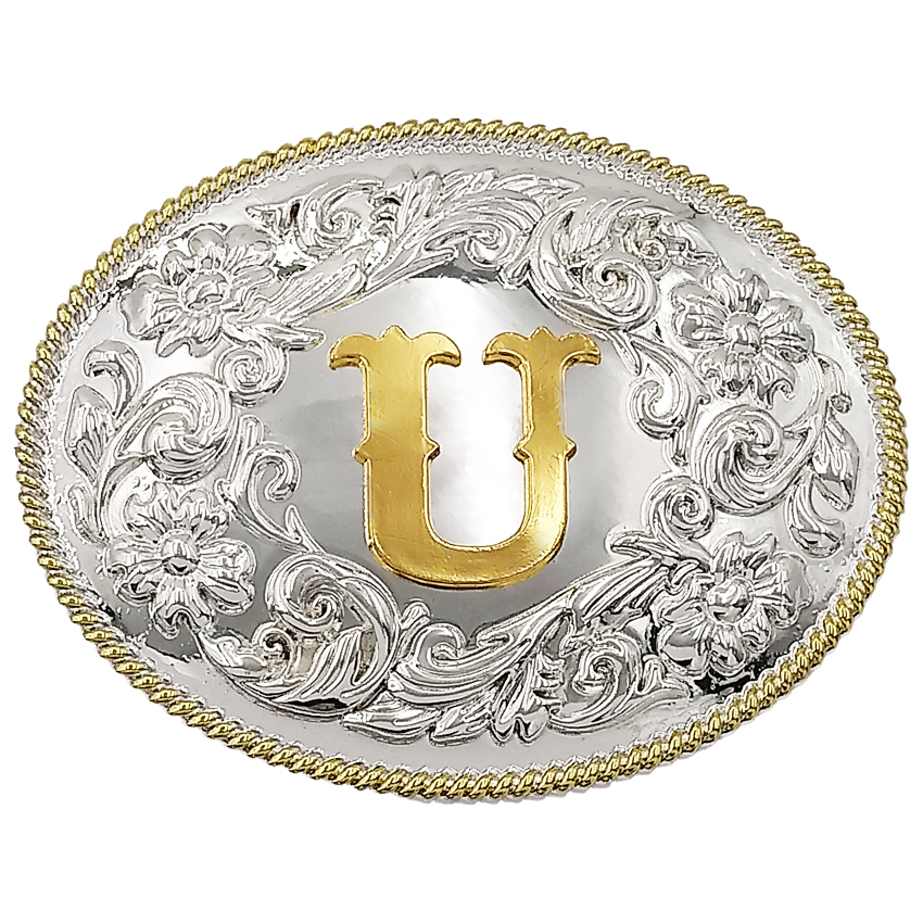 Golden Initial U Belt Buckles