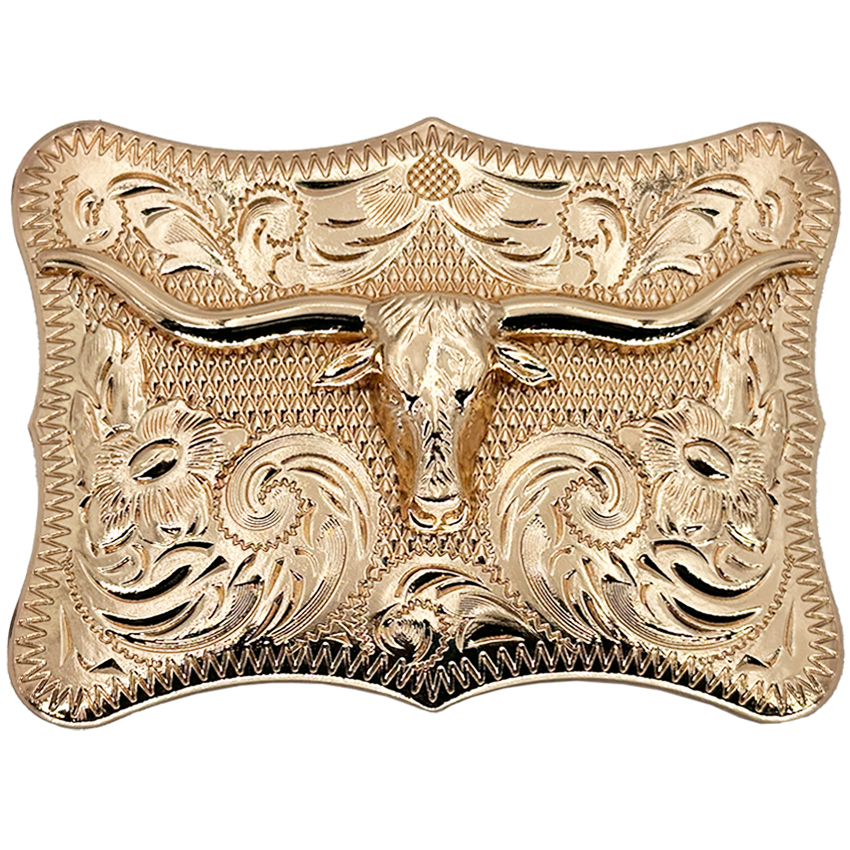 GOLDen Long-horn Design Quality Western Belt Buckle