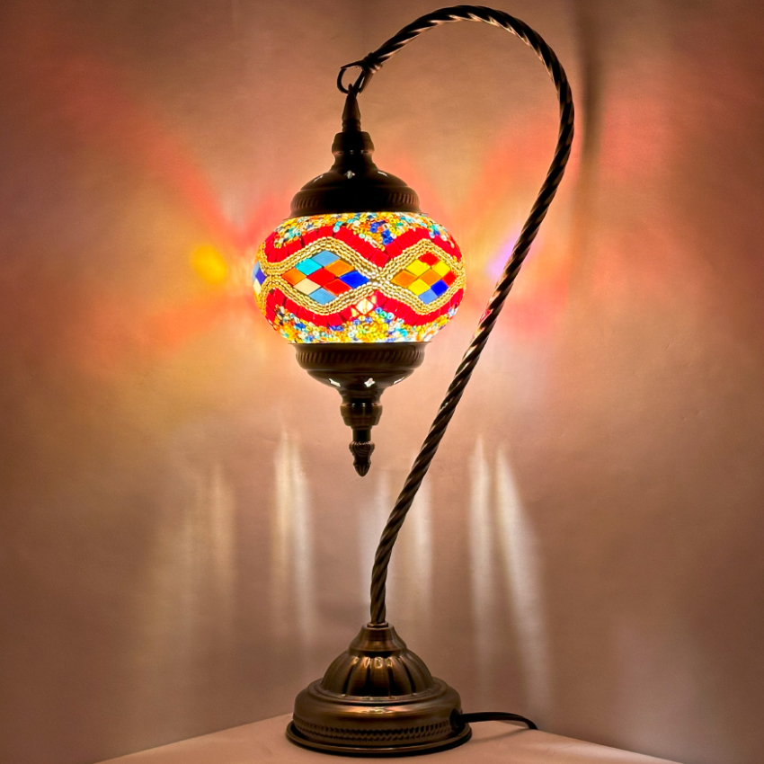Golden Wave Handmade Turkish LAMPs with Swan Neck Style - Without Bulb