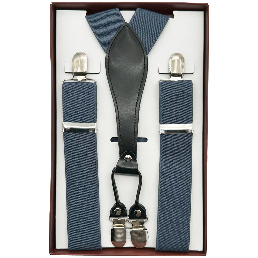 Gray suspenders with four-clip for Adults