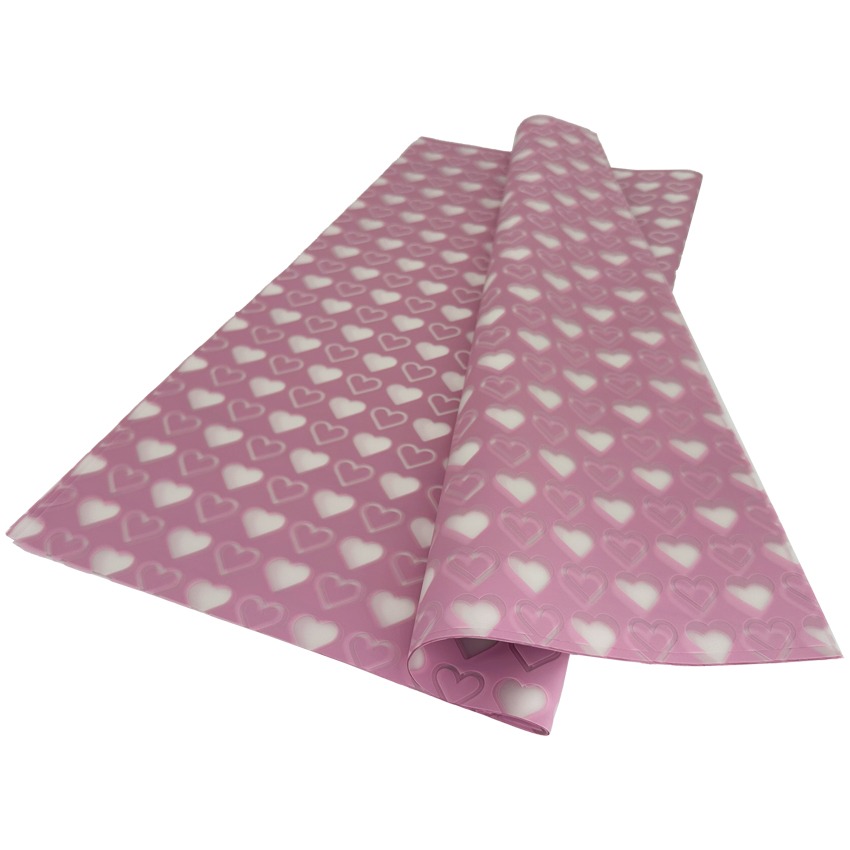 Pink Wrap Papers with Heart Design for Bouquets and Decors - 20 pcs in Set