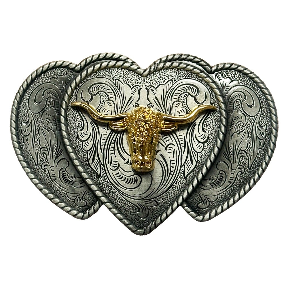 Golden Longhorn BELT BUCKLEs for Women - Heart Shaped Design