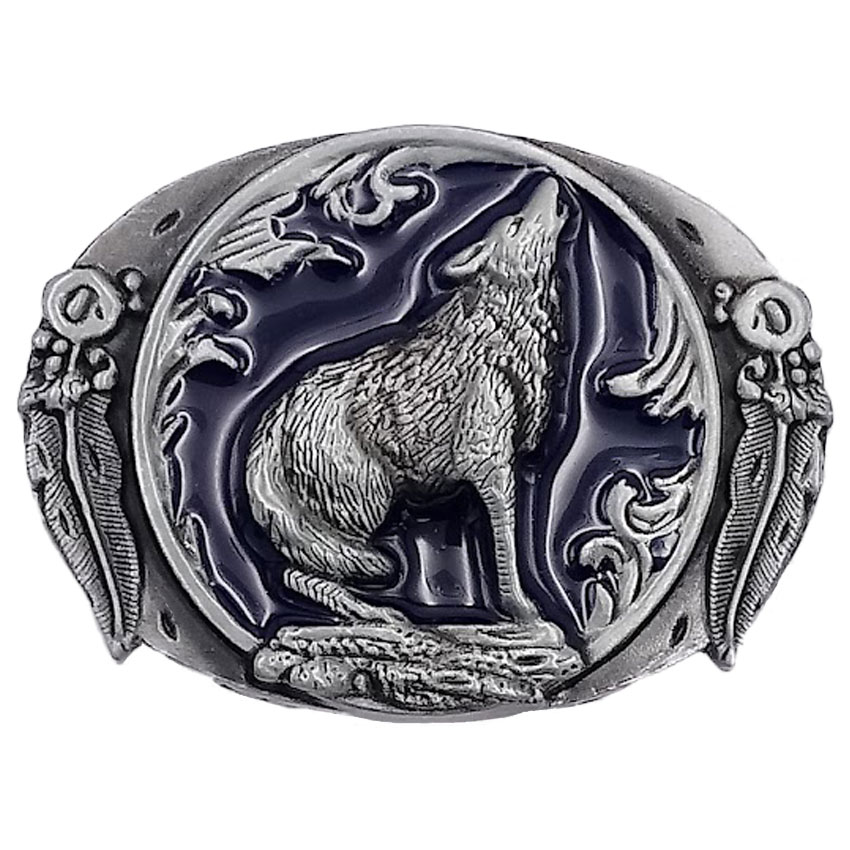 Howling Wolf BELT BUCKLES in Blue Western Design