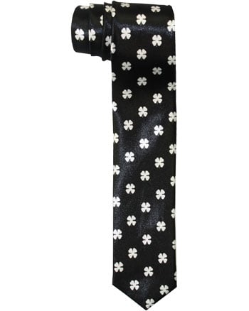 Black and White Cross Patterned Slim TIE