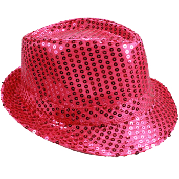 High-Quality Sparkling Pink Sequin Trilby Fedora Hat