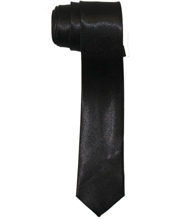 Plain Solid Black Slim TIE