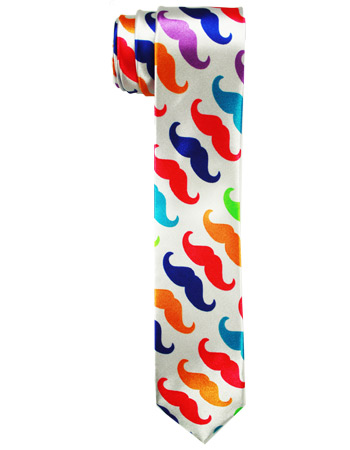 Mustache Patterned Slim Tie