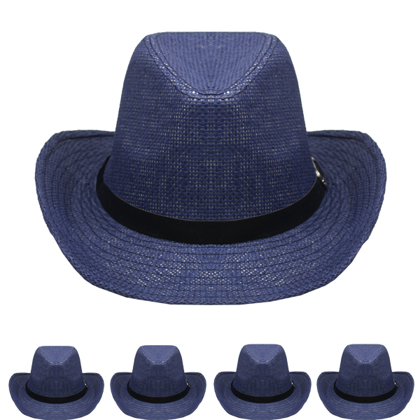 Blue Paper Straw Western Cowboy Hat