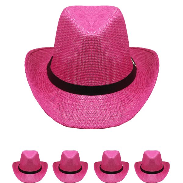 Pink Color Paper Straw COWBOY HAT