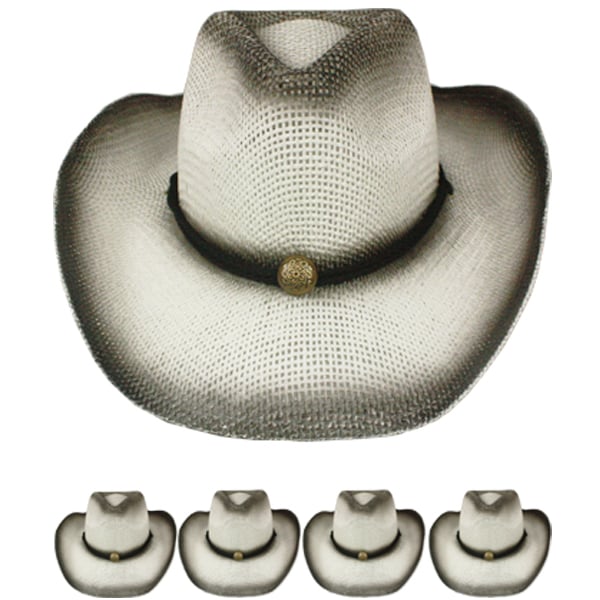 White Western COWBOY HATs - Black Shaded