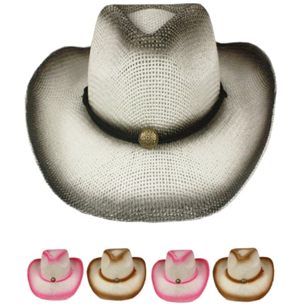 Straw COWBOY HATs Set with Turquoise Bead - Mixed Colors