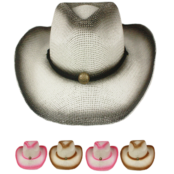 Straw Cowboy Hats Set with Turquoise BEAD - Mixed Colors