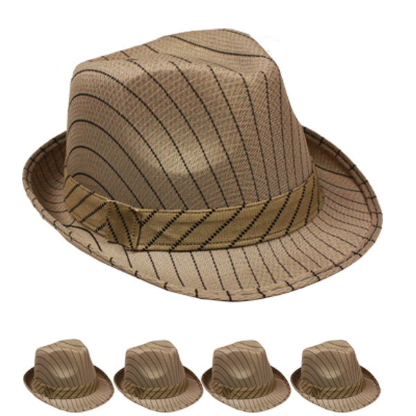 Black Pinstripes Brown Adult Trilby Fedora HAT