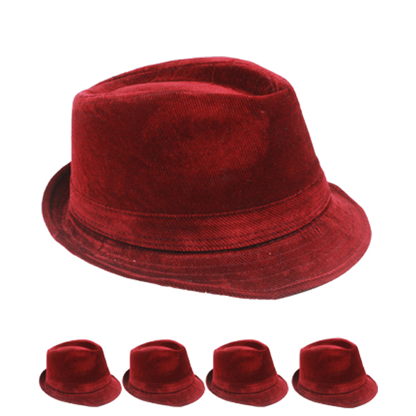 Solid Red Corduroy Trilby Fedora HAT