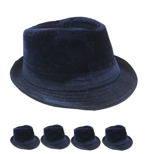 Solid Navy Blue Corduroy Trilby Fedora HAT