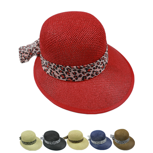 Leopard Band Wide Brim Sun Visor Beach Hat