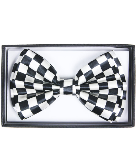 Checkered White Bowtie