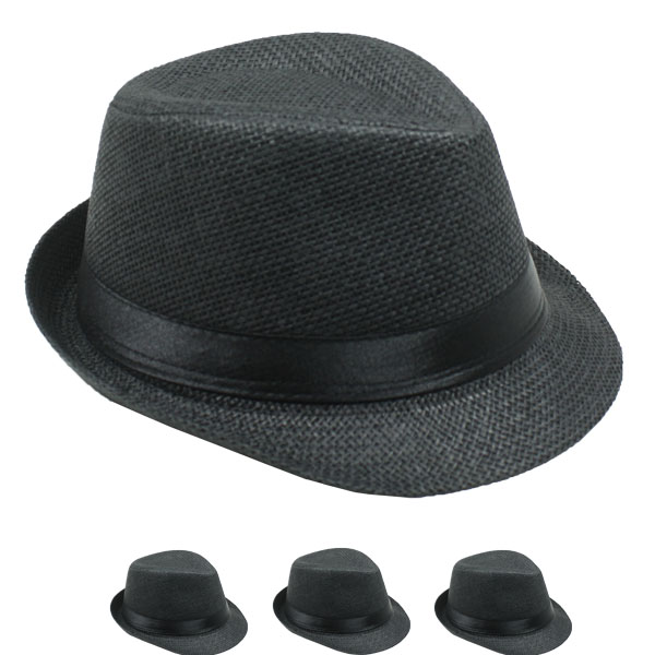BLACK Casual Trilby Fedora Hat