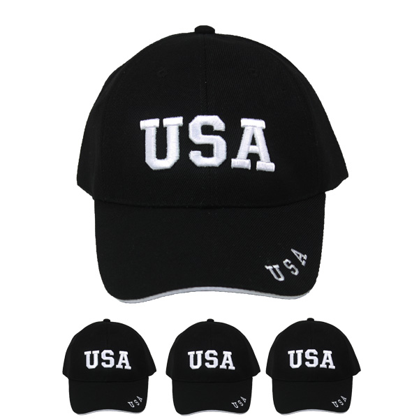 USA Embroidered Black Baseball Cap