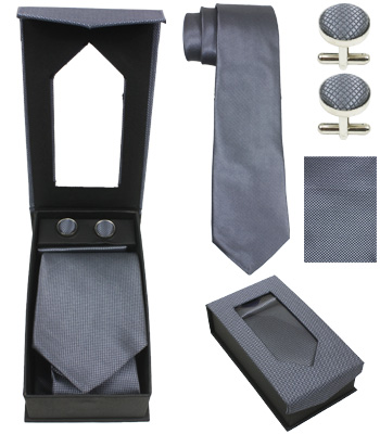 Plain Grey Tie Set