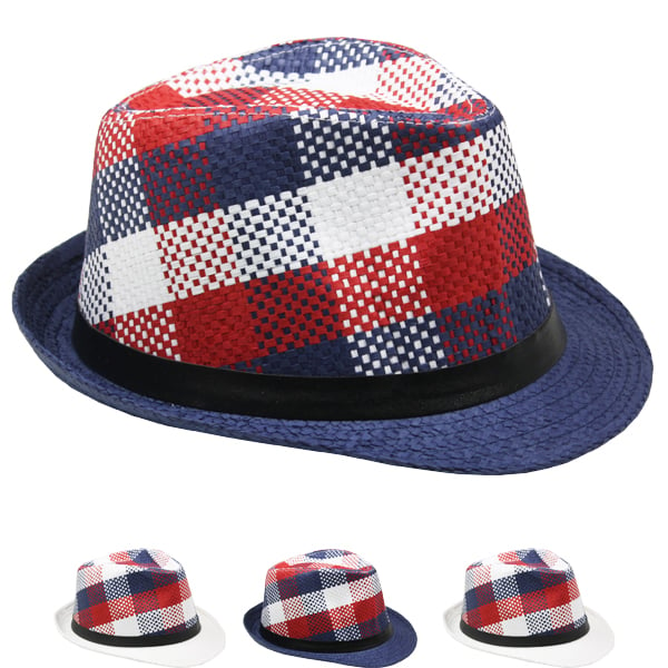 High-Quality Checkered Mix Color Trilby Fedora HAT Set