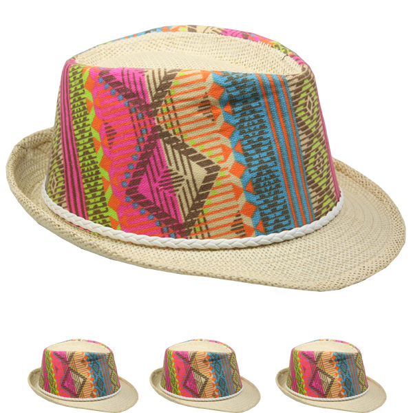 Elegant Multicolor Party STRAW Trilby Fedora HAT