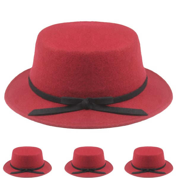 Women's RED Wool Winter Bucket HATs