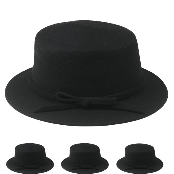 Black Wool Winter Bucket HATS for Women