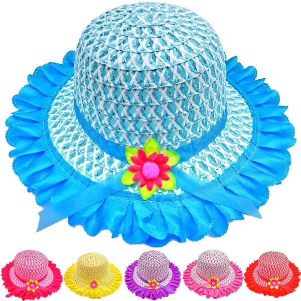 Baby Kid's Girl Daisy Straw Sun Summer HAT Set Assorted With Frills