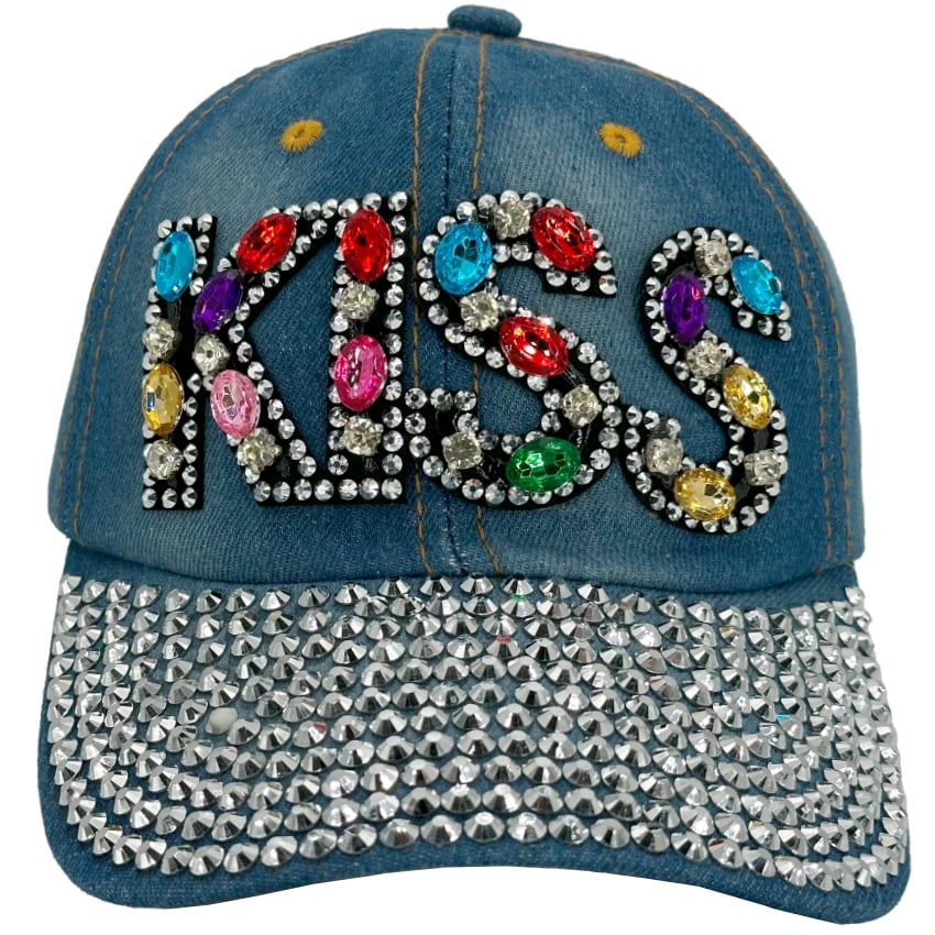 RHINESTONE Baseball Hats - KISS Design Denim Hats 