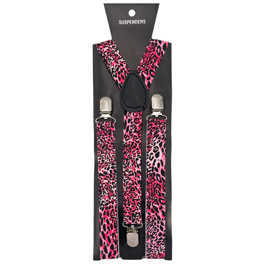 Suspenders with Purple Leopard Pattern