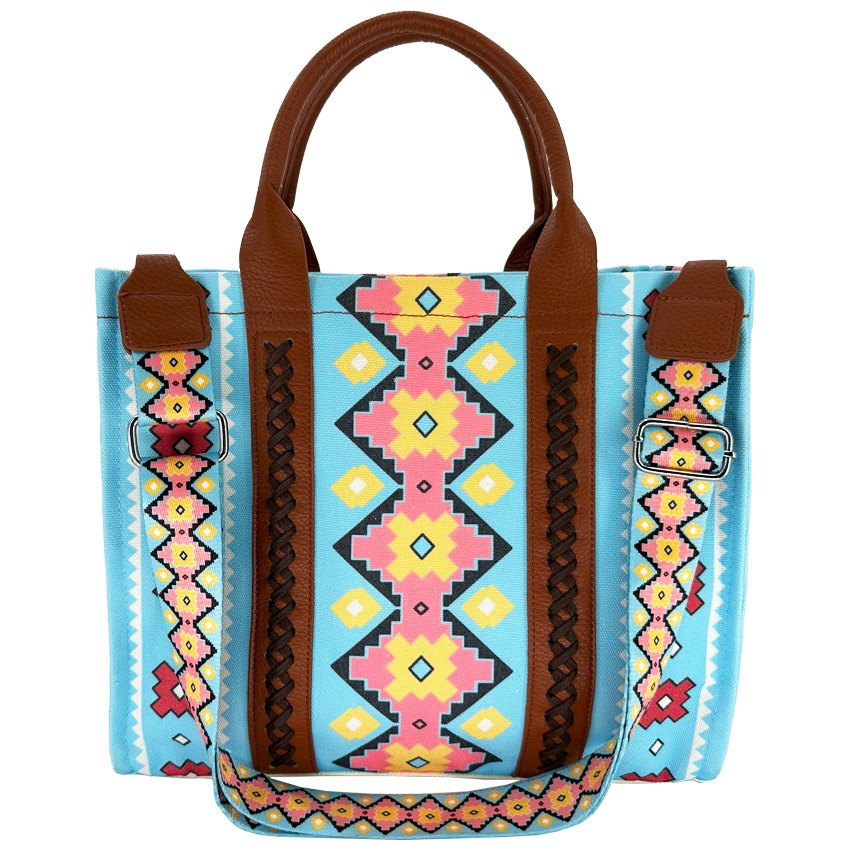 Light Turquoise Country Style Tote Bags with HANDBAG and Shoulder Bag Design
