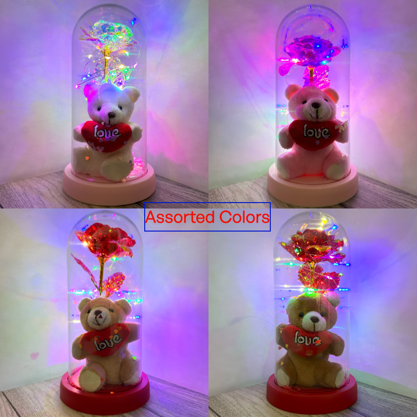 Love Bear and Light-up Roses VALENTINE's Day Gifts - Assorted Colors | 6 pcs