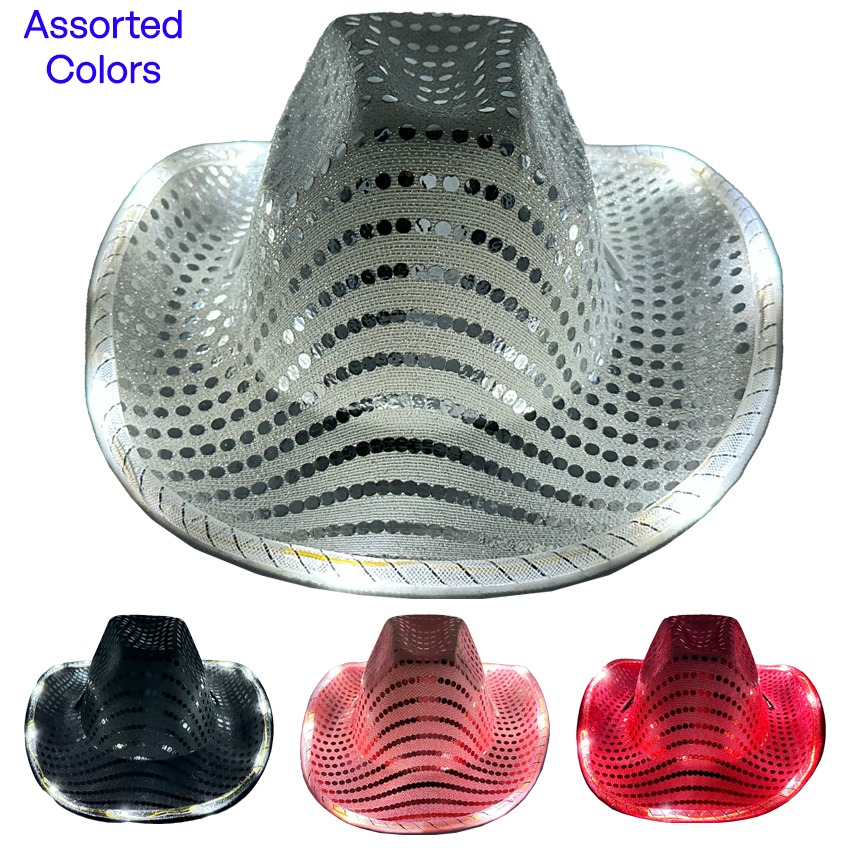 Light-up Party Cowboy Hats - SEQUIN Cowboy Hats