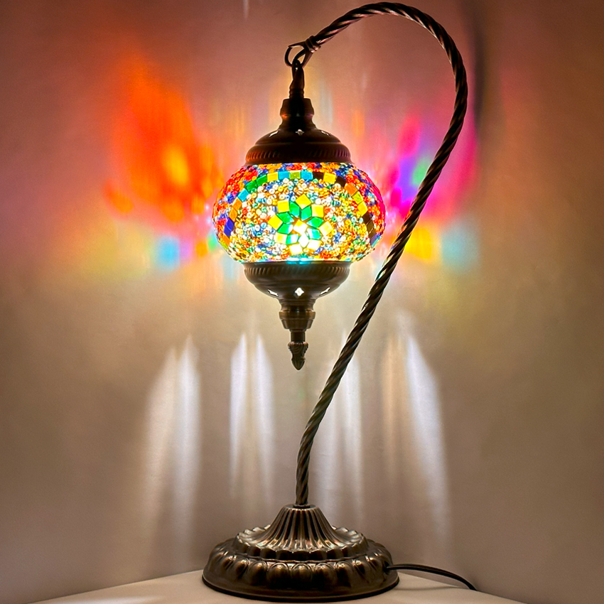 Colorful FLOWERS Goose Neck Mosaic Lamps - Without Bulb
