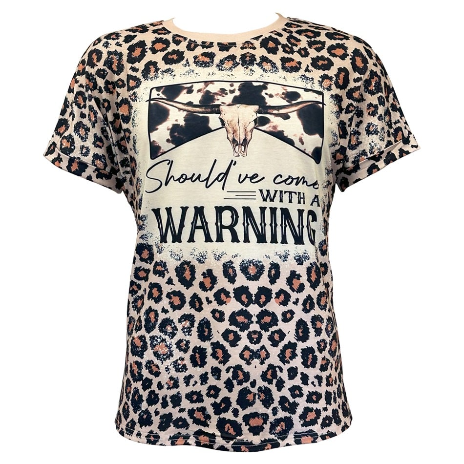 Leopard Print Western T-SHIRTs - Should've Come with Me Warning Design