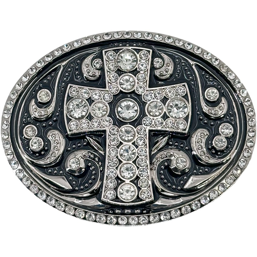 Rhinestone Cross Men's designer BELT BUCKLEs 