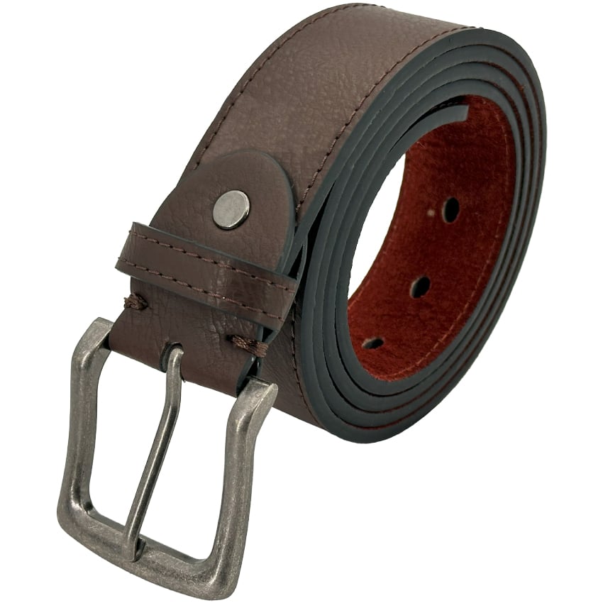 Mens DENIM Belts - Dark Brown Quality Fake Leather Belt