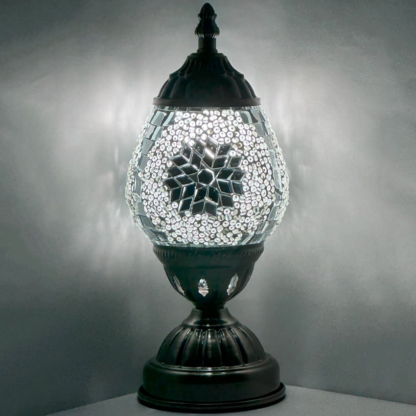 Mosaic Night LAMP with Silver Moon- Without Bulb