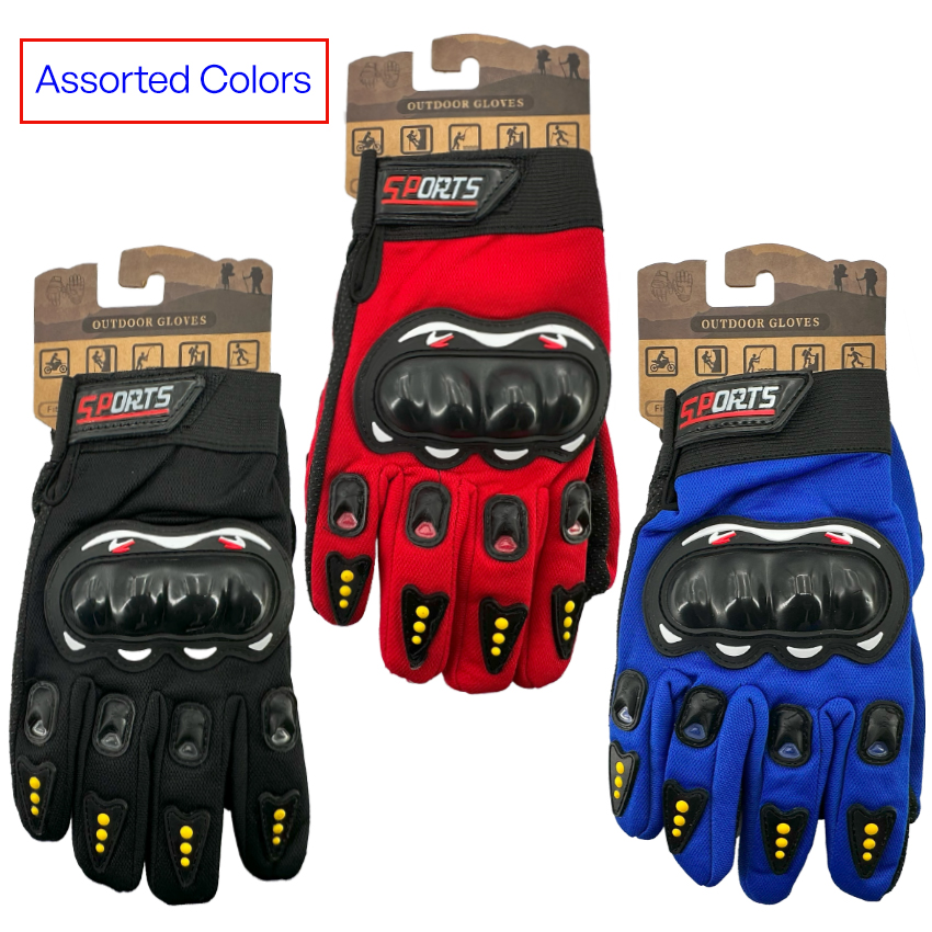 Full Finger Racing GLOVES with Hard Knuckle - Black, Red & Blue