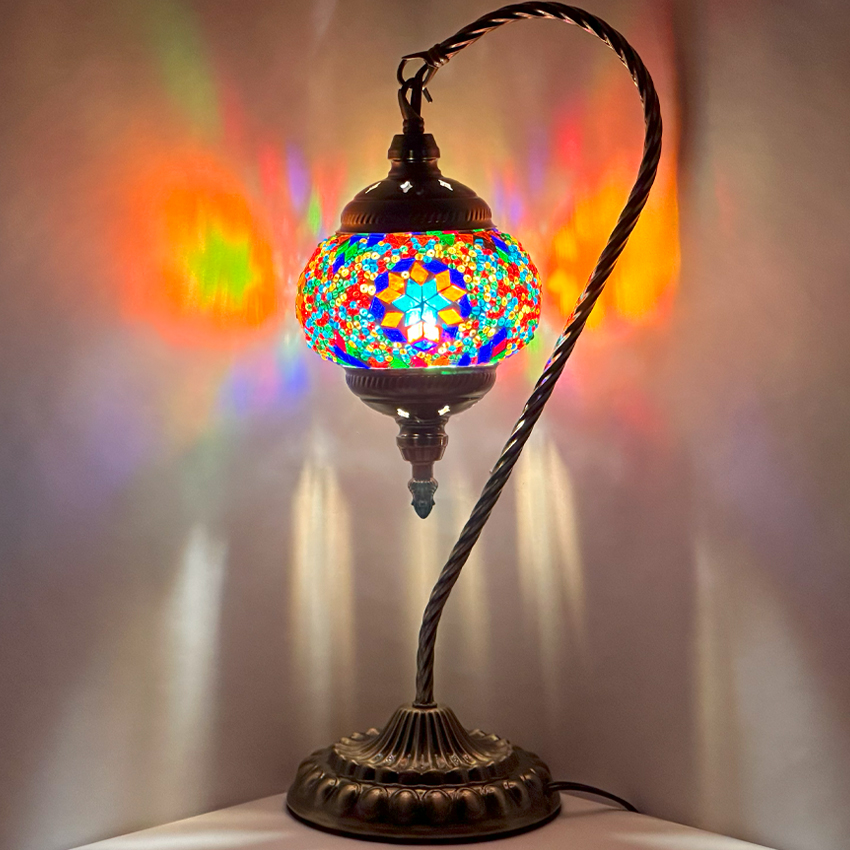 Colorful Swan Neck Handmade Mosaic Night Lamp - Without Bulb