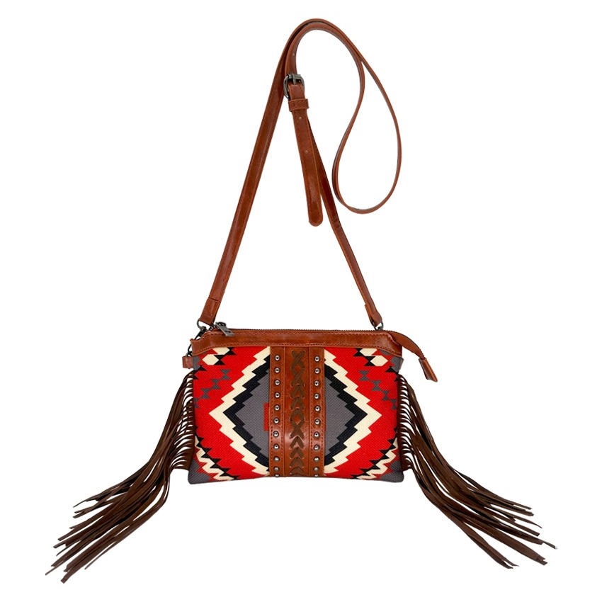 Vintage Western BAGs with Aztec Design and Fringe Sides