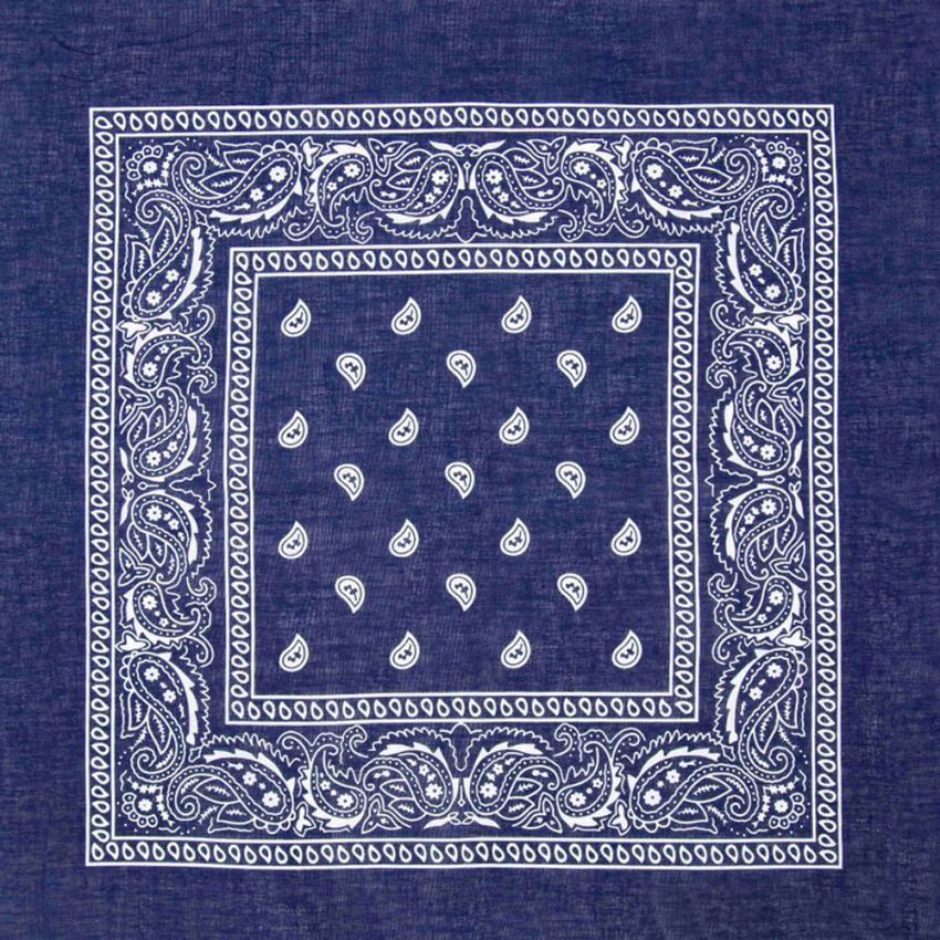 Navy Blue Paisley Print Polyester BANDANAs