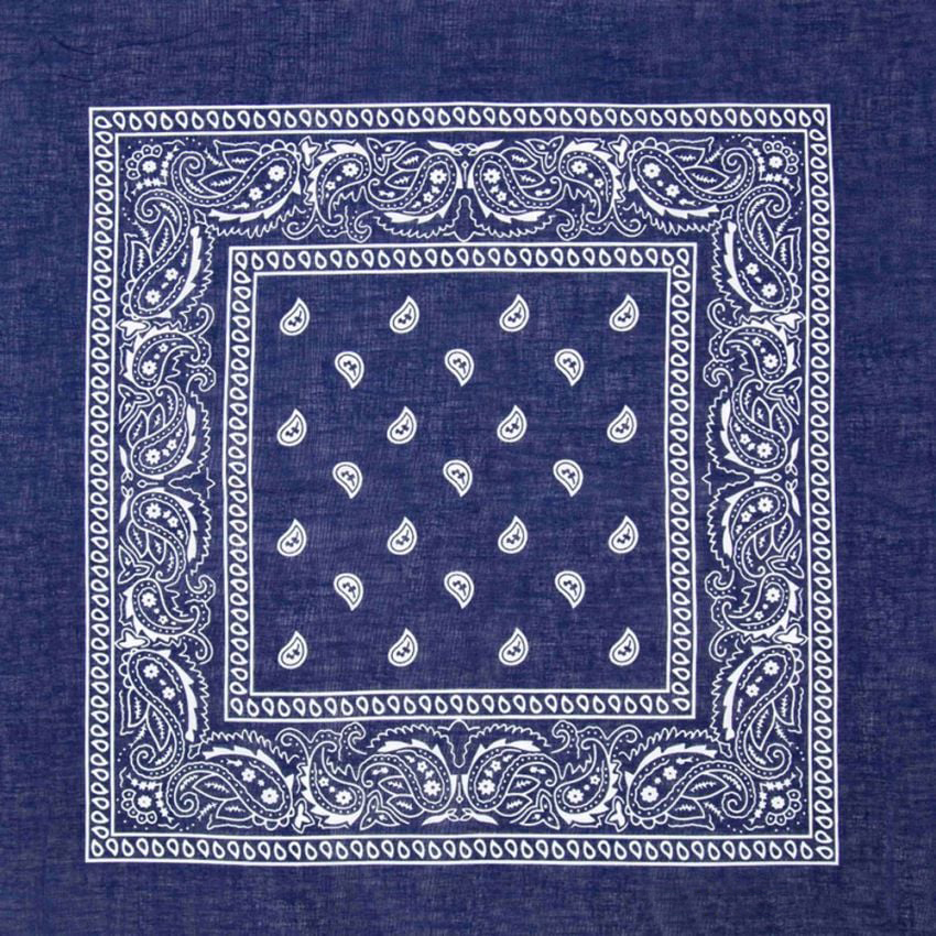 Navy Blue Paisley Print Polyester Bandanas