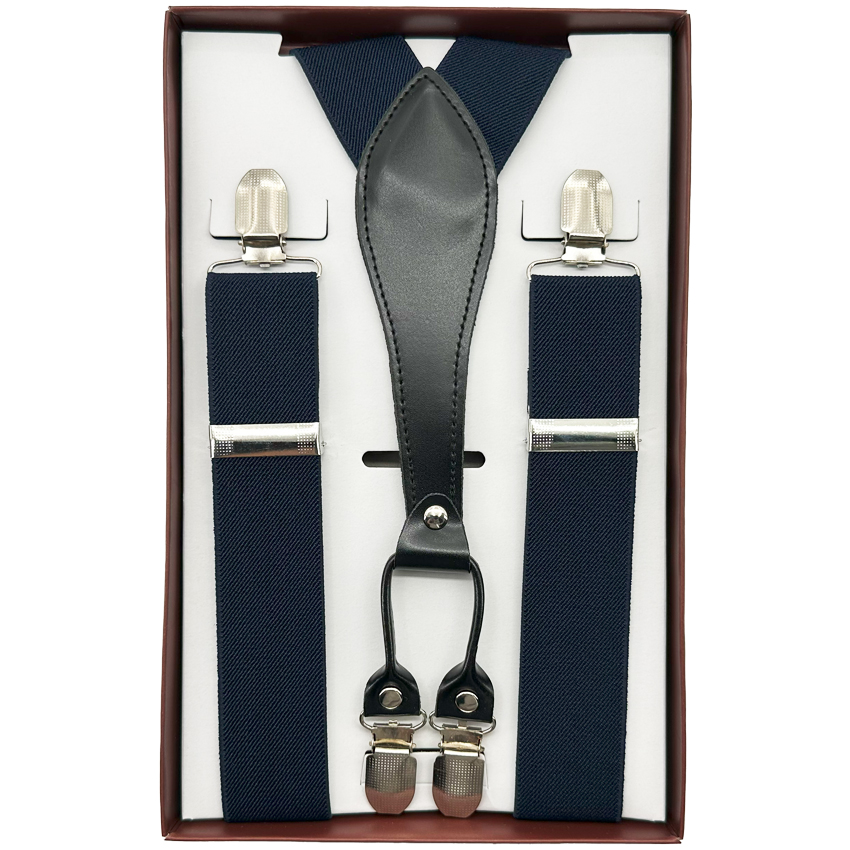 Navy Blue suspenders with four-clip for Adults