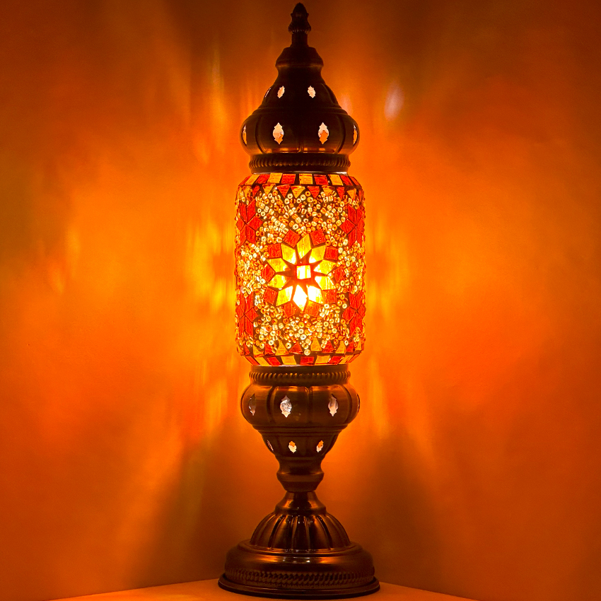 Orange Blossom Moroccan Cylindrical Mosaic Table LAMPs - Without Bulb