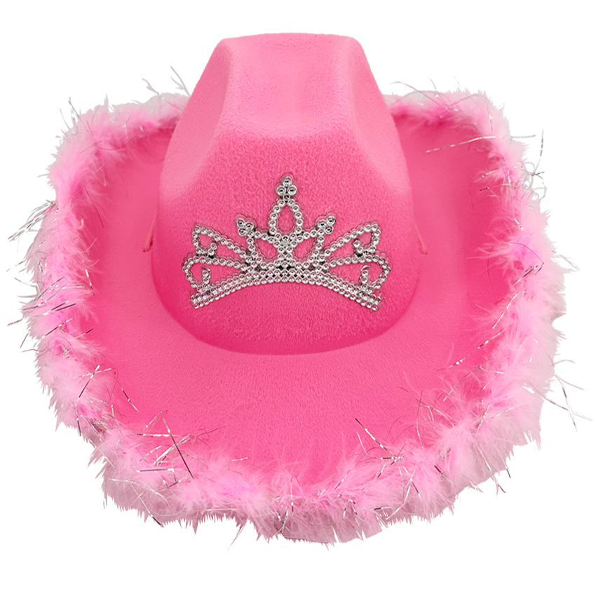 Pink Cowgirl HATs with Feathers for Kids - Tiara Design