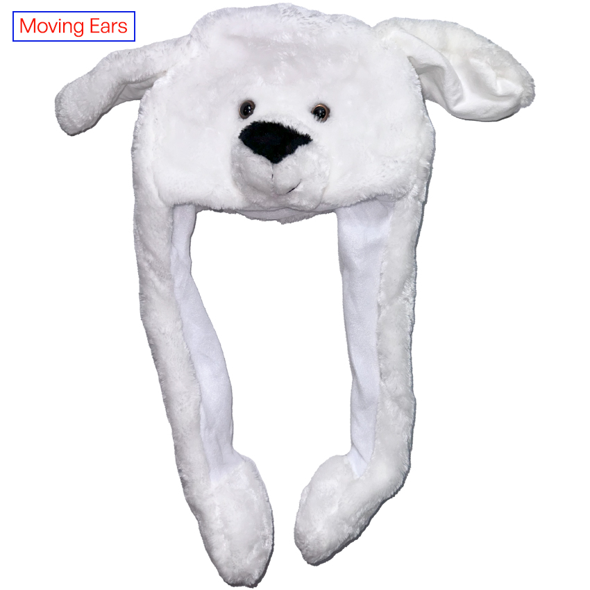 Polar Bear Hat with Moving Ears 